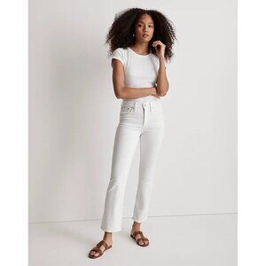 Madewell Womens Mid Rise Kick Out Crop Jeans Light‎ Wash White Size 28
